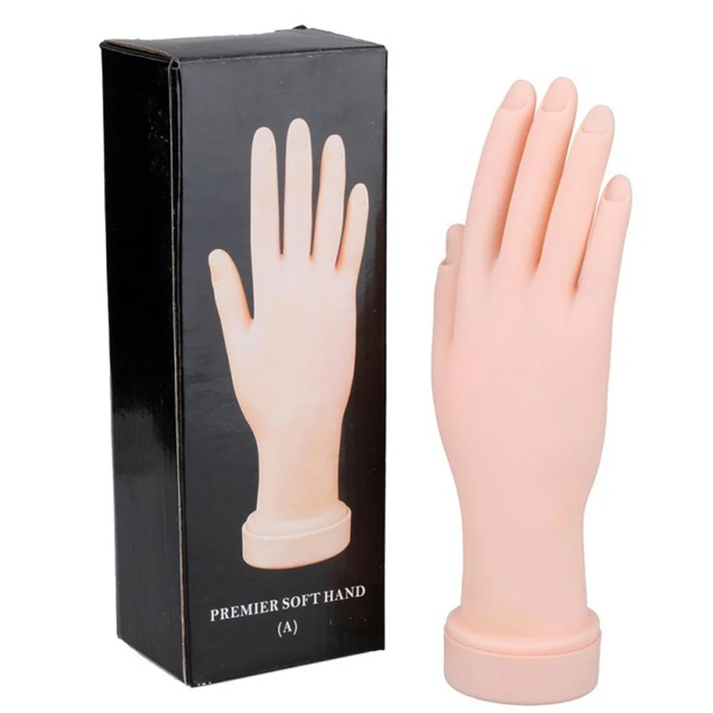 Professional Nail Art Practice Fake Hand Lifelike Training Hand Model Bendable Hand Manicure Practice Tool