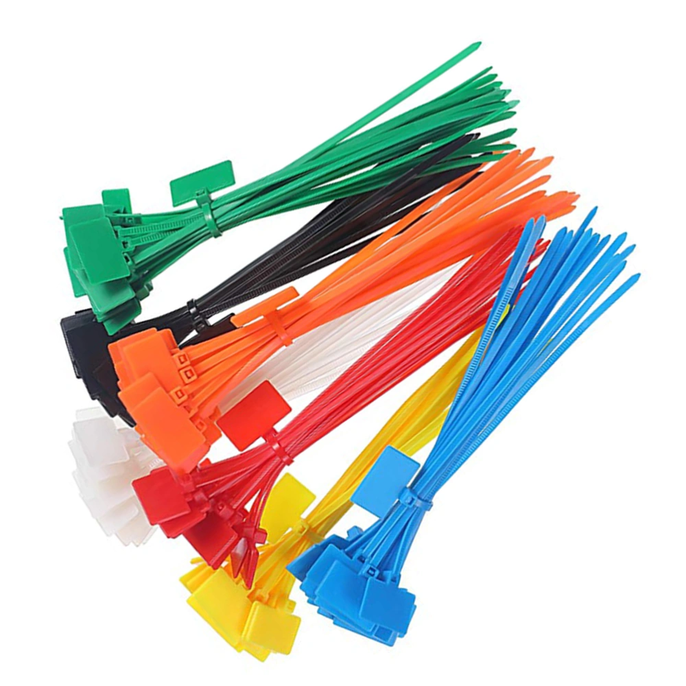 250pcs Easy Mark 4x150mm Nylon Cable Ties Tag Labels Plastic Loop Ties Markers Cable Tag Self-locking Zip Ties (Random Color)