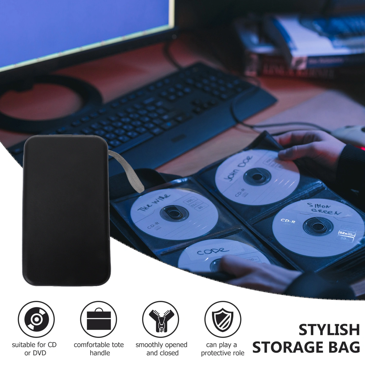 CD Storage Anti-pressure Hard Case 80-slot DVD Pouch Handheld Disc Supply