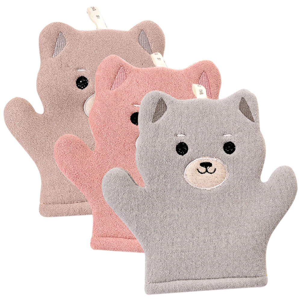 3pcs Bath Mitt Adorable Exfoliating Glove Scrubbing Glove Shower Massage Mitt