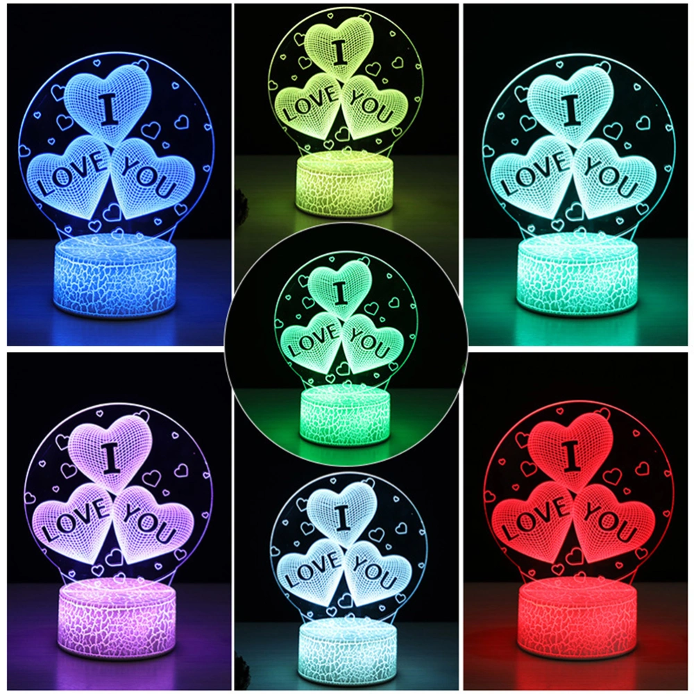 1pc Bedside Acrylic Night Light Crack Base Creative Shape Night Lamp USB Plug with without Battery