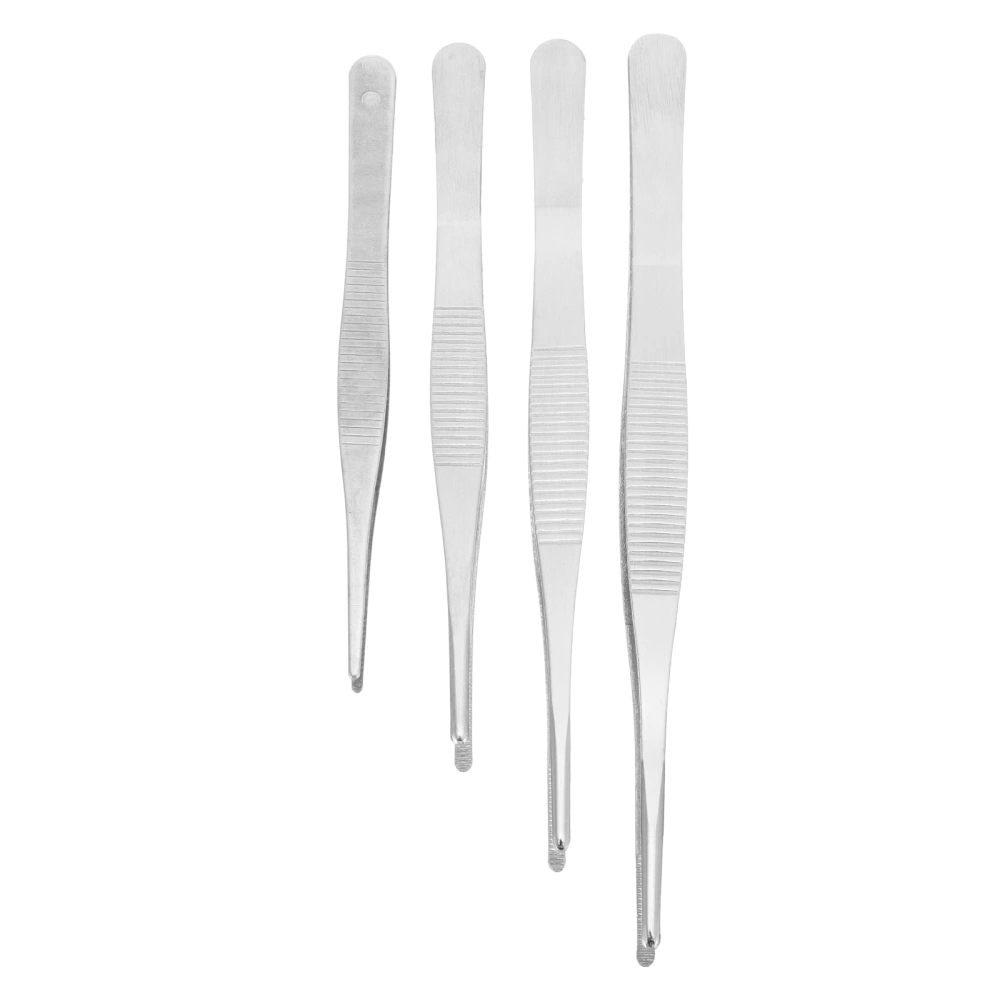 4pcs Practical Tweezers Set Stainless Steel Straight Tweezers Garden Tweezers