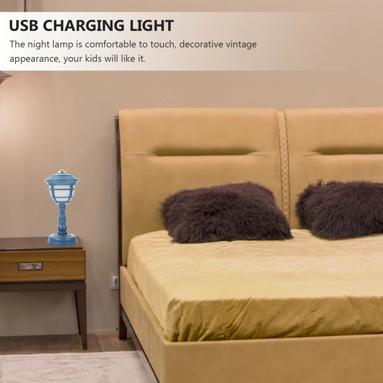 1 Set Retro Style Table Lamp USB Charging Light Decorative Tabletop Lamp Night Lamp