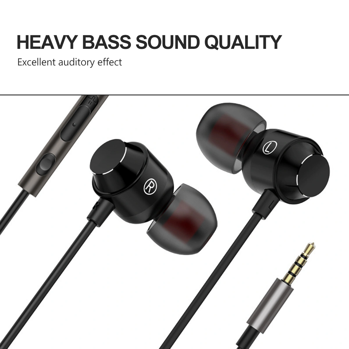 Wired Earbuds Ergonomic 3.5mm Plug In-ear Wired Control Headphones With Mic