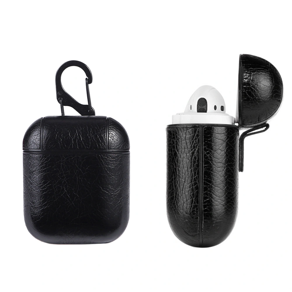 Wireless Earphone Leather Sheath Anti Dropping Storage Box(Black)