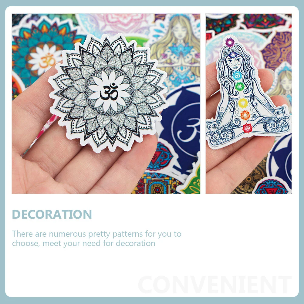 35Pcs Luggage Stickers Decorative Mandala Pattern Stickers PVC Stickers Novelty Laptop Stickers