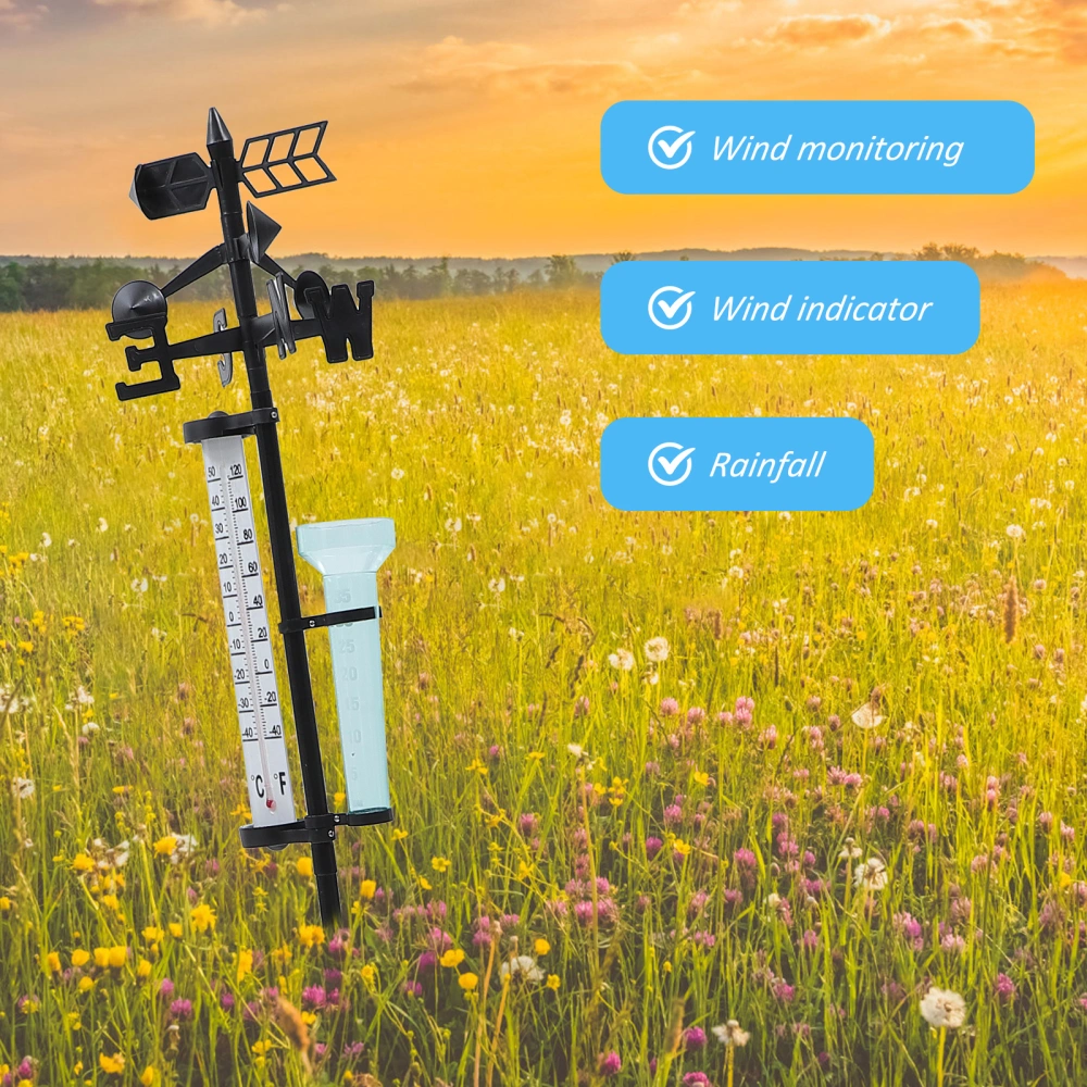 3 In 1 Multiple Use Outdoor Meteorology Instrument Thermometer Rain Gauge Wind Direction Meter