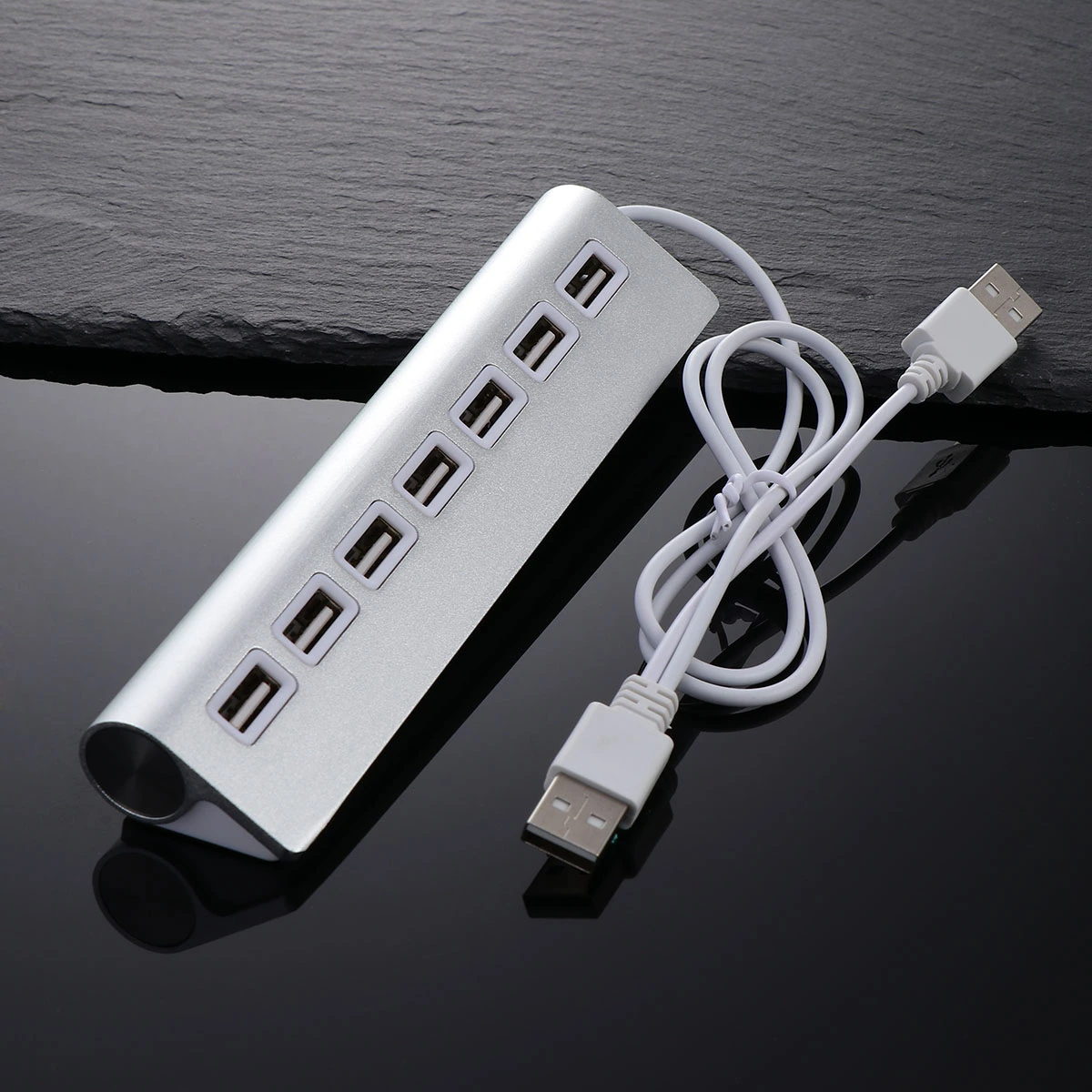 7-Port USB 2.0 to USB 2.0 Portable Data Hub Adapter for PC Laptop (Silver)