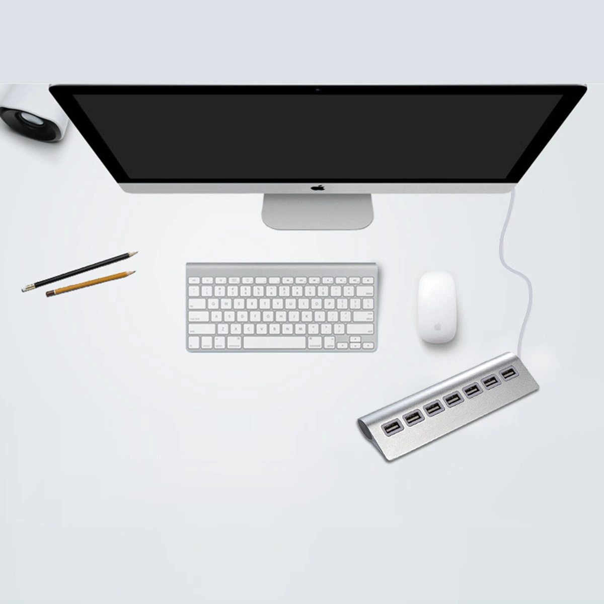 7-Port USB 2.0 to USB 2.0 Portable Data Hub Adapter for PC Laptop (Silver)