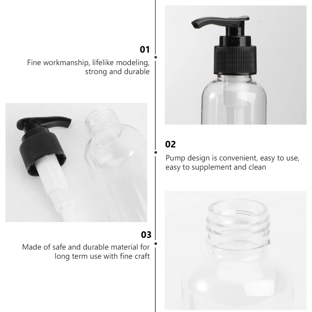 5Pcs Shower Gel Press Pump Bottle Empty Subpackaging Bottle Refillable Bottle Black (100ml)