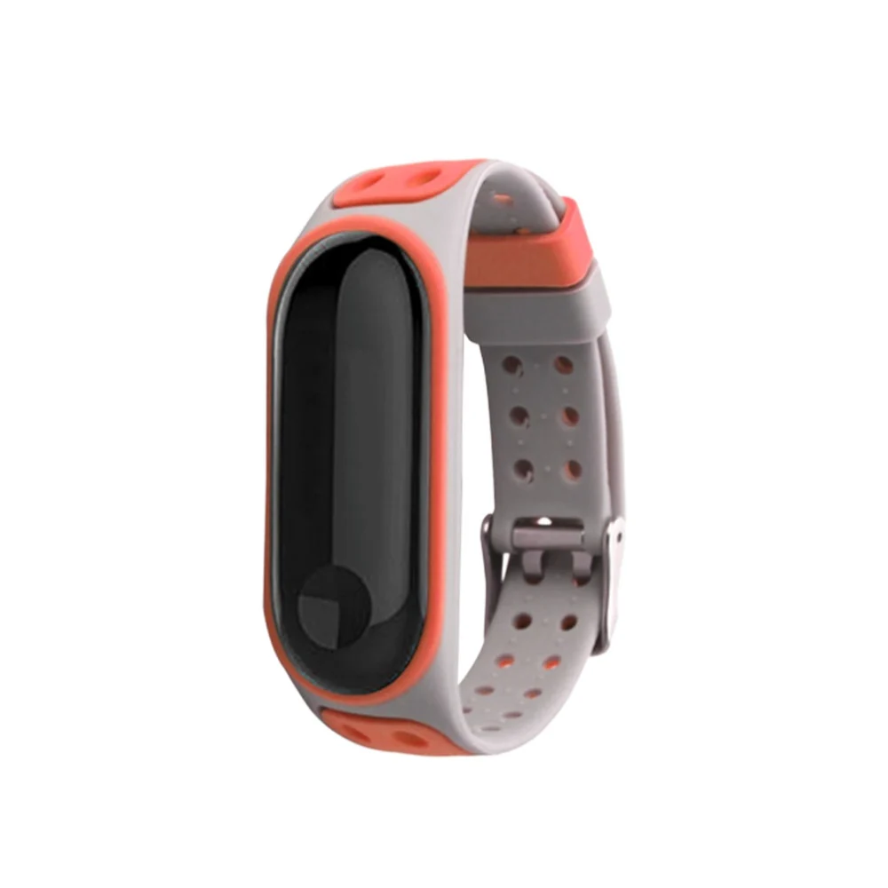 1pc Silicone Watch Band Smart Bracelet Strap Sports Watch Watch Band Double Color Wristbands Compatible for Millet 4/3 Grey Orange