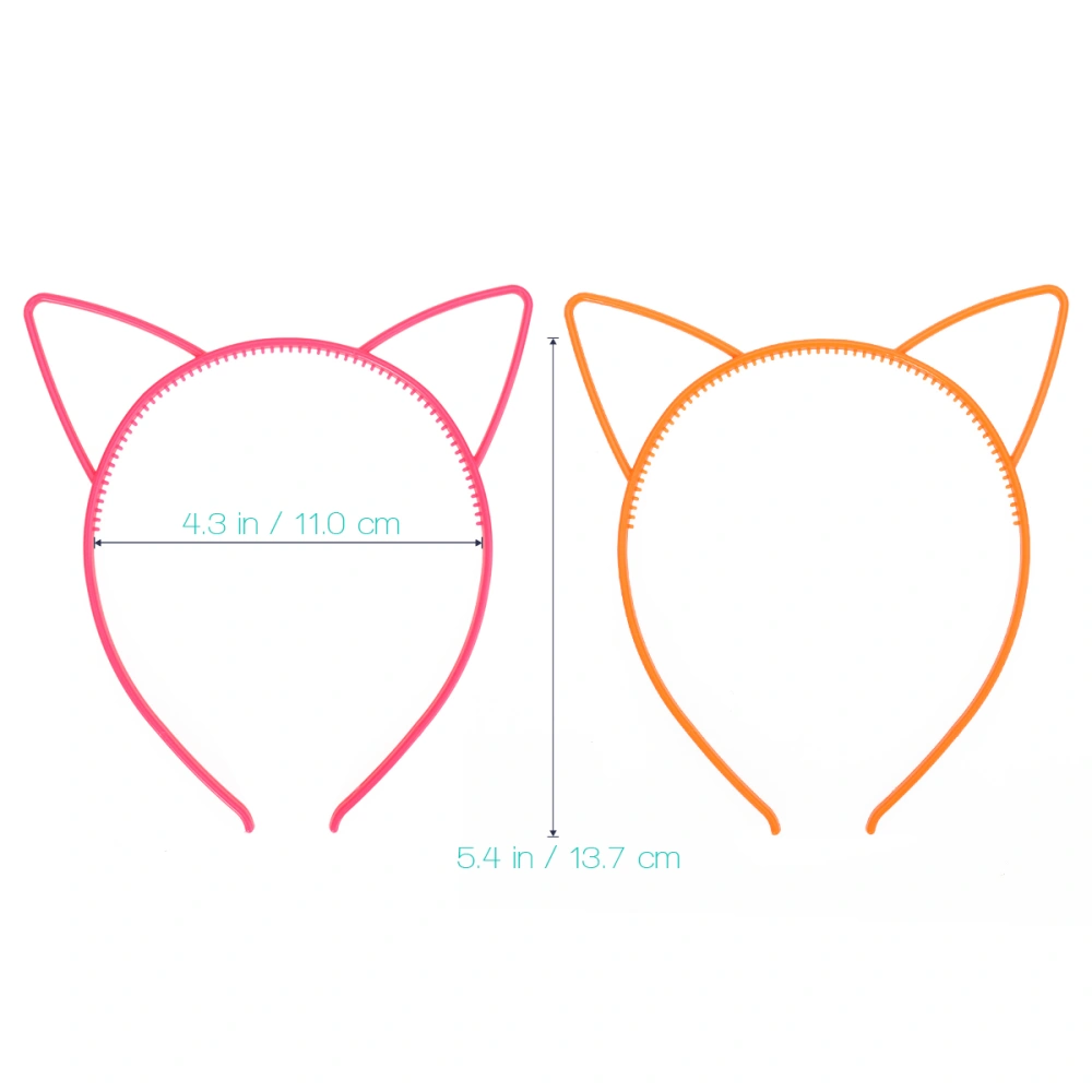 FRCOLOR 10pcs Cat Ear Headband Plastic Cat Hairband Cat Bow Hairbands Makeup Party Headwear for Women Girls