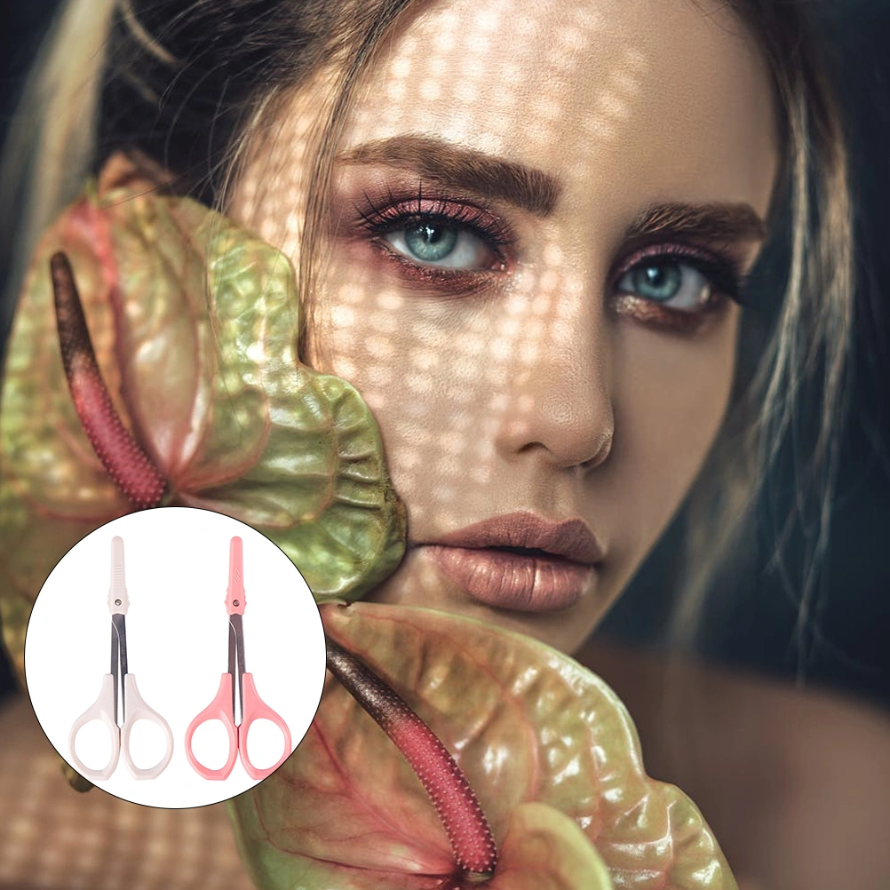2PCS Beauty Scissors Eyebrow Trimmer Eyelash Scissors High Precision Trimmer