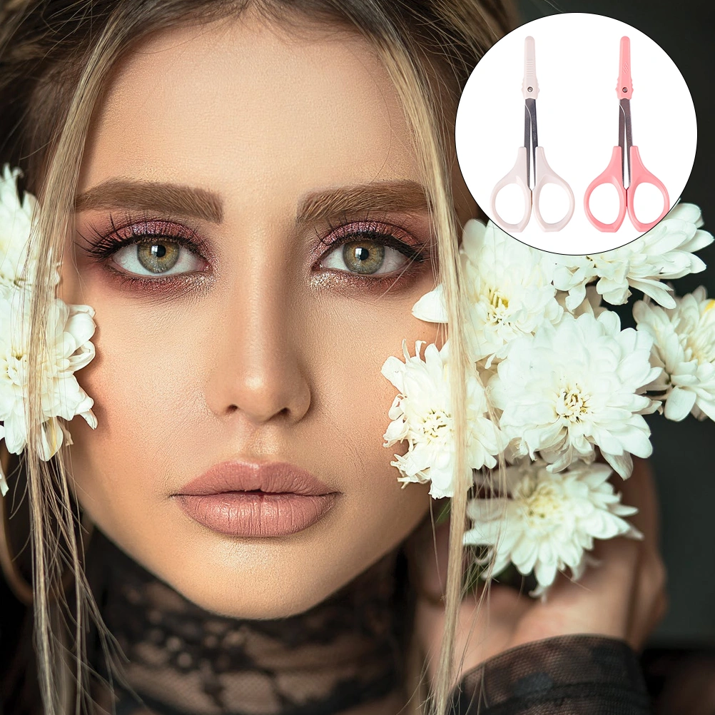 2PCS Beauty Scissors Eyebrow Trimmer Eyelash Scissors High Precision Trimmer