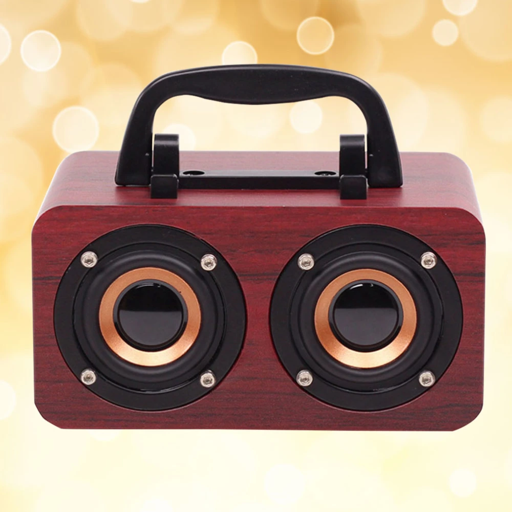 FT-4002 Portable Audio Retro Subwoofer Simple Wooden Speaker Wireless Mini Speaker Soundbar Support FM (Red Wood Color)