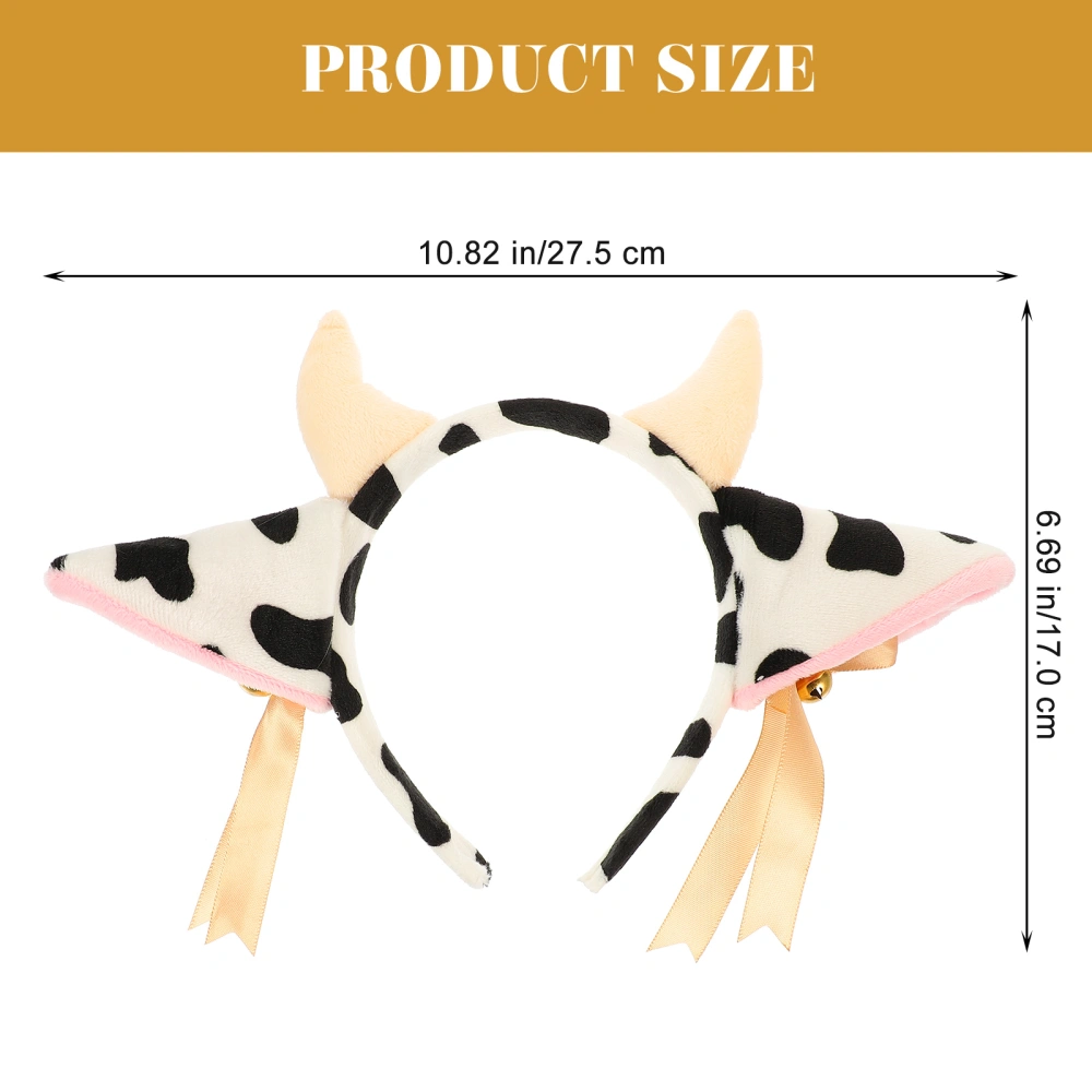 1PC Bowknot Bell Plush Cow Headband Festival Stage Performance Headdress