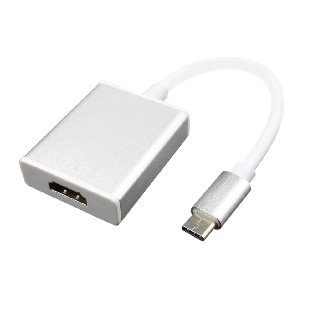 USB-C Type C USB 3.1 Male to 1080P 4Kx2K HDTV Adapter Cable for 12" (Silver Grey)