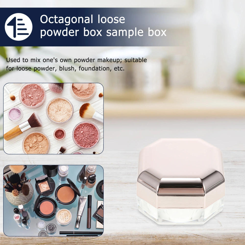 4pcs Octagonal Makeup Loose Powder Boxes Portable Empty Containers (Rose Gold)