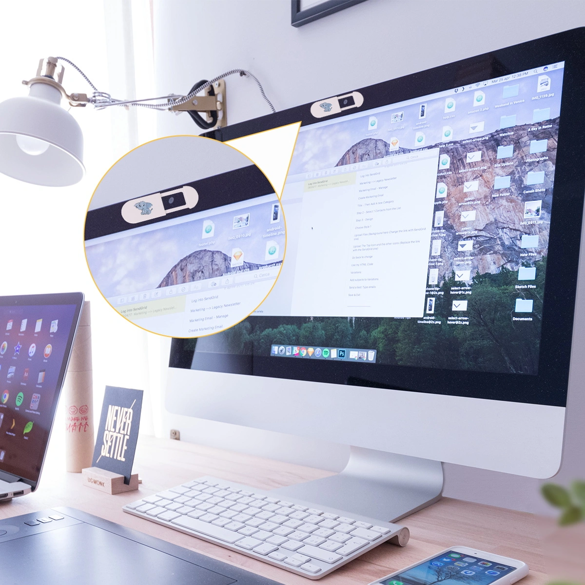 2 PCS Web Camera Cover Elephant Pattern Webcam Blocker for Laptop Desktop Tablet