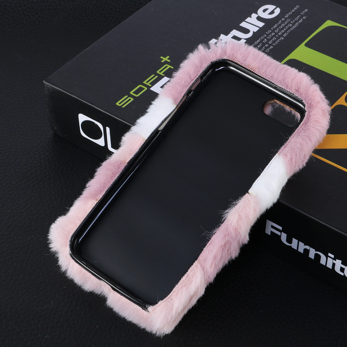Fashion Contrast Color Plush Phone Case Stitching Design Phone Cover Hand Warming Protective Phone Shell for iPhone 6/6S (Pink)