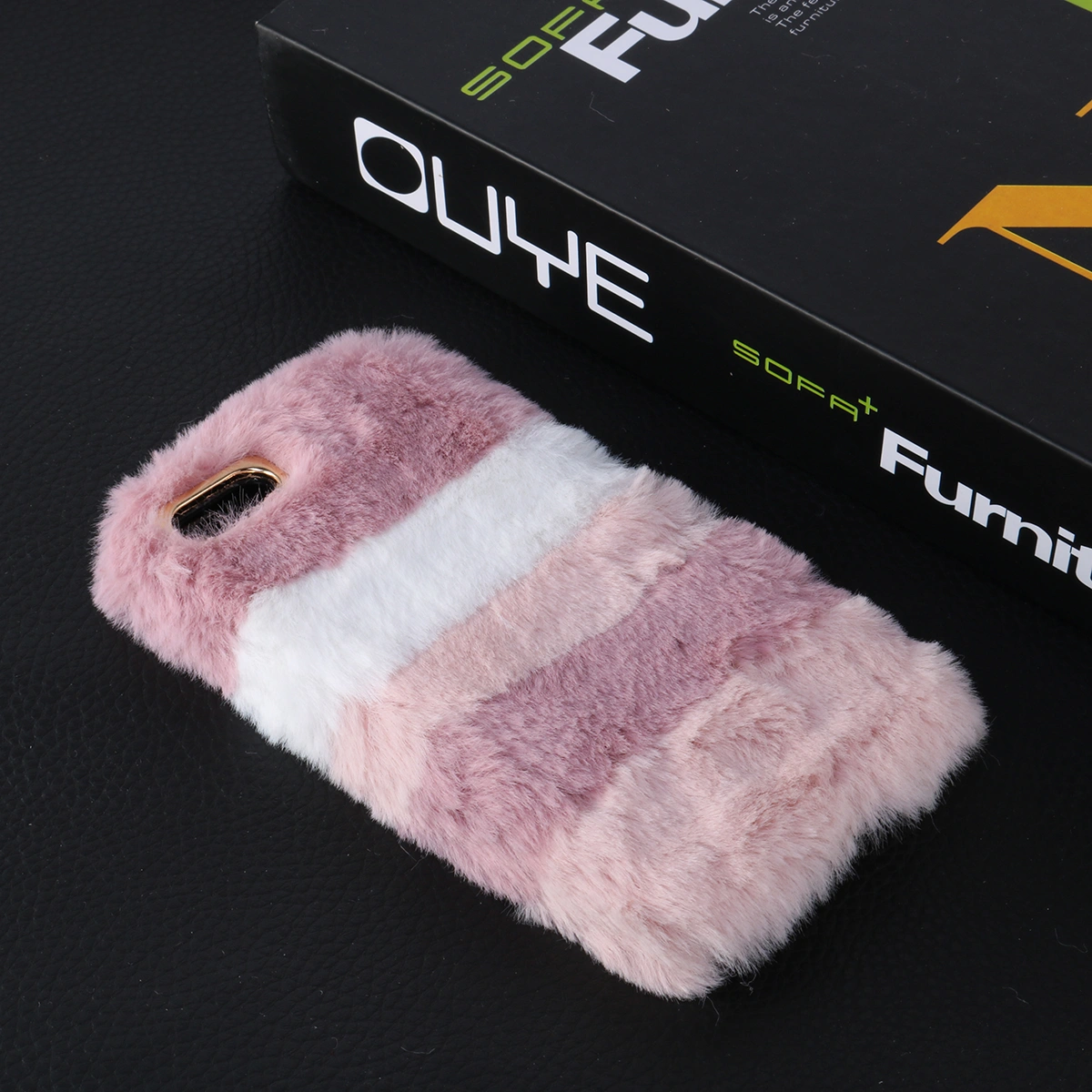 Fashion Contrast Color Plush Phone Case Stitching Design Phone Cover Hand Warming Protective Phone Shell for iPhone 6/6S (Pink)