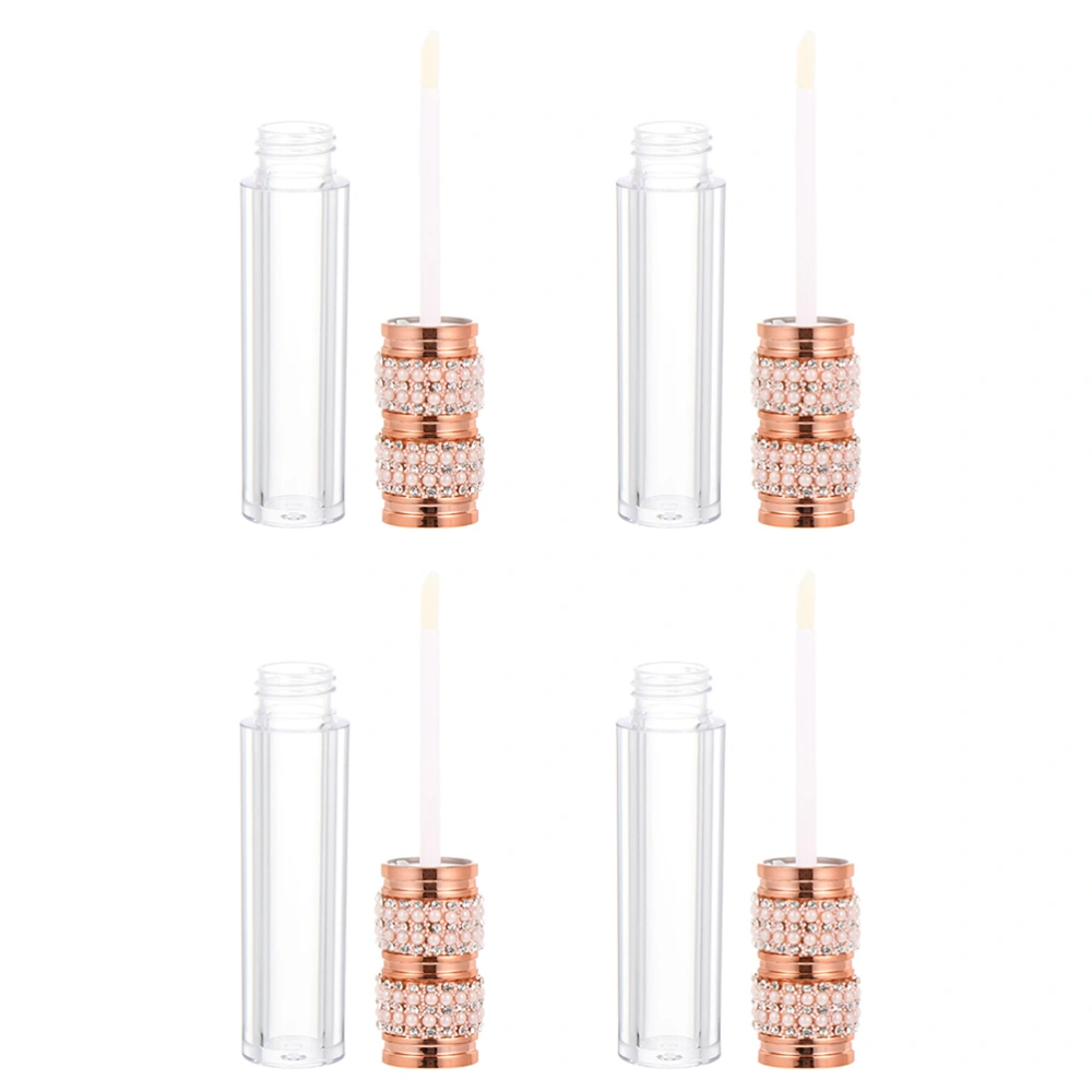 4pcs Pearl Diamond Lip Gloss Tubes Lip Balm Bottles Lip Gloss Container