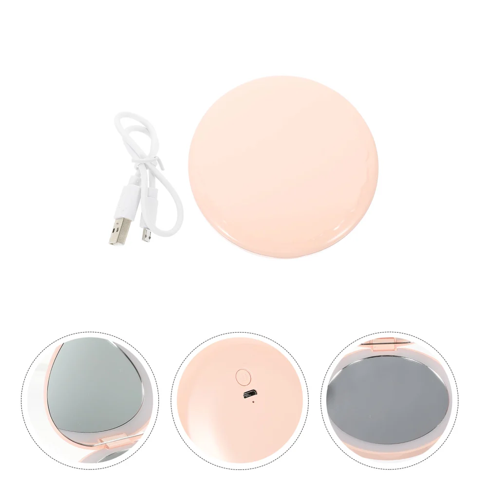 1 Set of Portable Makeup Mirror LED Makeup Mirror Rechargeable Mirror Handheld Small Mirror