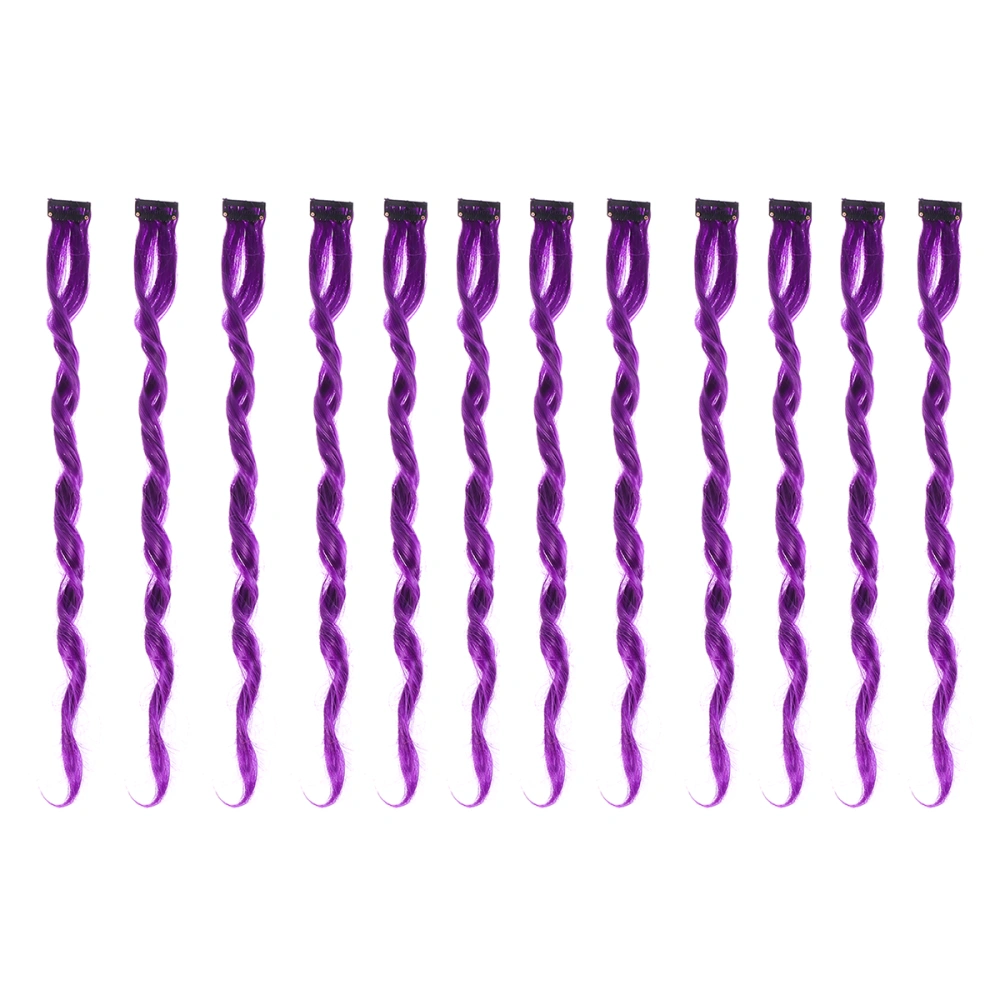 12pcs Long Curly Hair Extend Purple Clip in Hair Extensions Hair Pieces Fashion Hairpieces (Random Color)