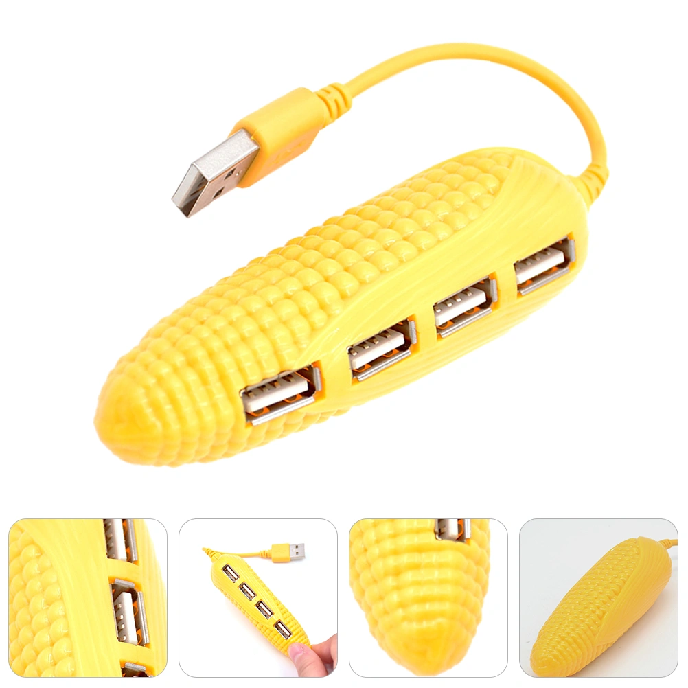 Corn Shaped USB 2.0 Hub 4-Port Splitter Expansion Transfer Adapter for Laptop