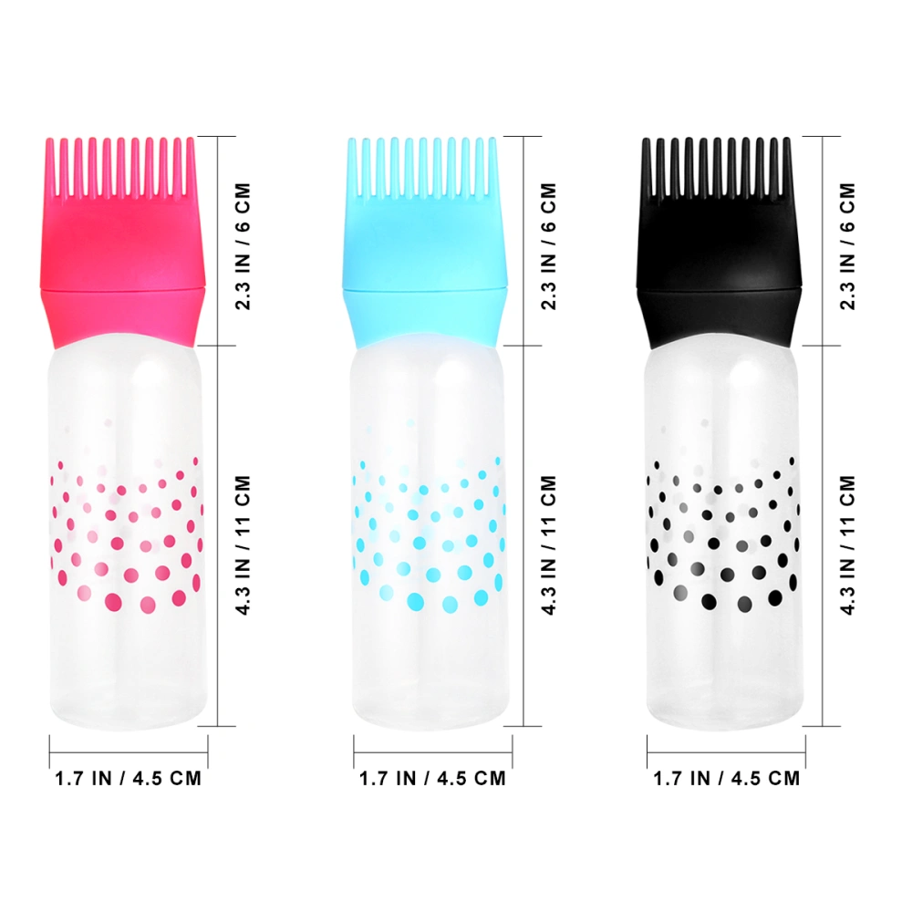 Lurrose 3pcs Colorful Hair Dye Bottles Hairdressing Hair Applicator with Scale Lines Hair Dye Bottles for Home Salon Use (Black, Rosy and Blue)