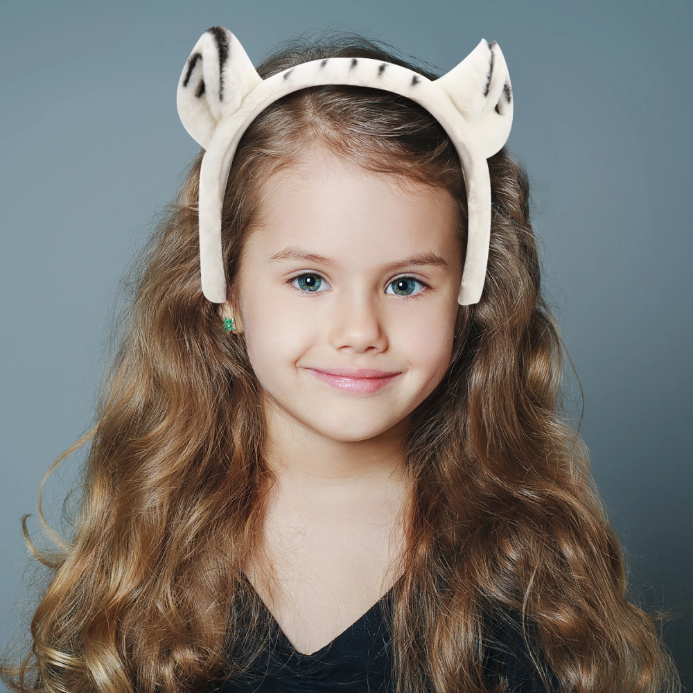 1 Pc Comfortable Plush Hairhoop Attractive Adorable Tiger Ear Hairband (White)