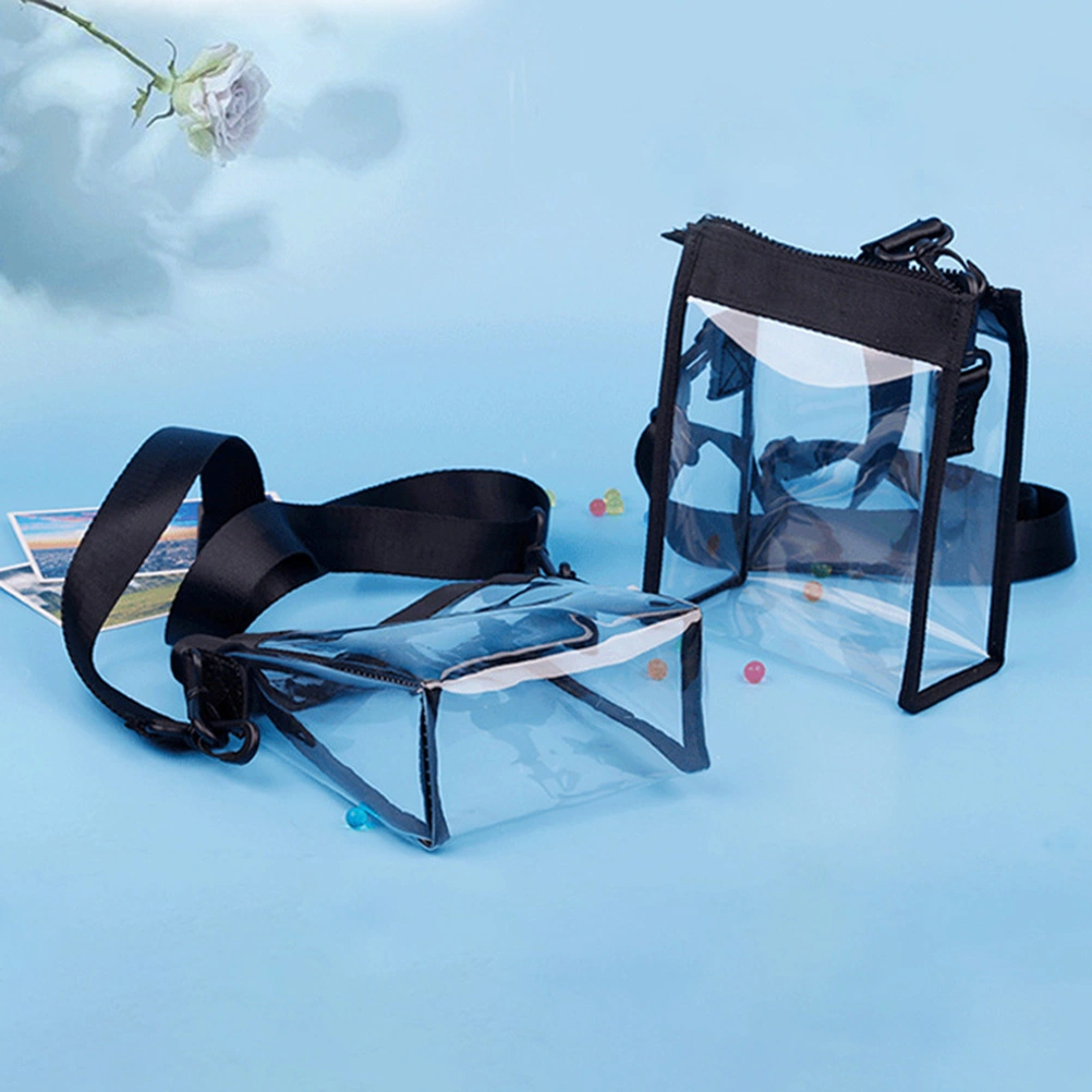 Black Zippered Multifunction Shoulder Bag Transparent Crossbody Bag Fashionable PVC Waterproof Storage Pouch