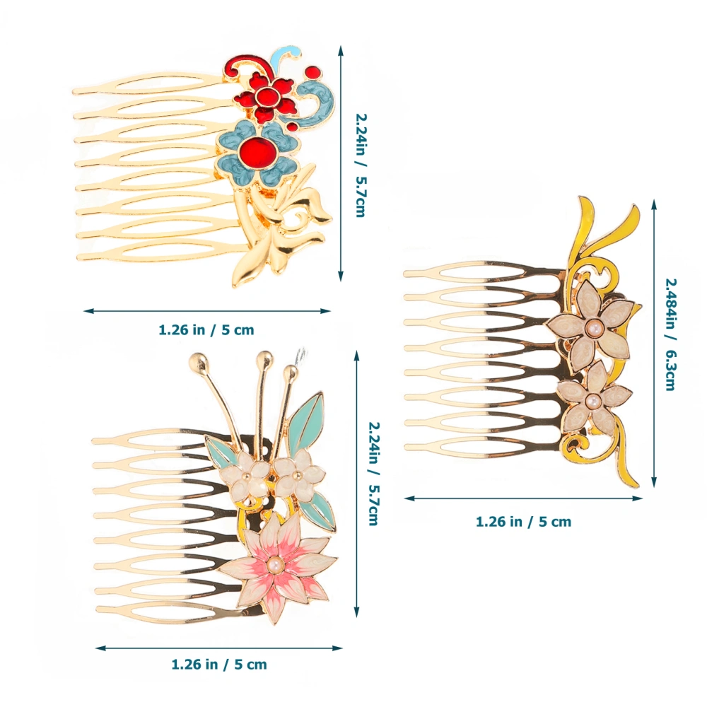 3pcs Hair Combs Women Hairpins Elegant Flower Hair Clips Hair Accessories