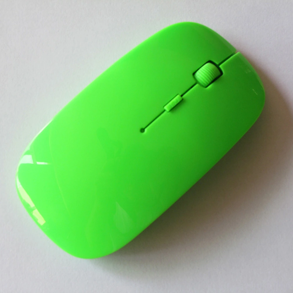 Ultra Thin Slim Mini 2.4GHz 1200 DPI USB Wireless Optical Mouse Mice Receiver for Computer PC Laptop (Green)