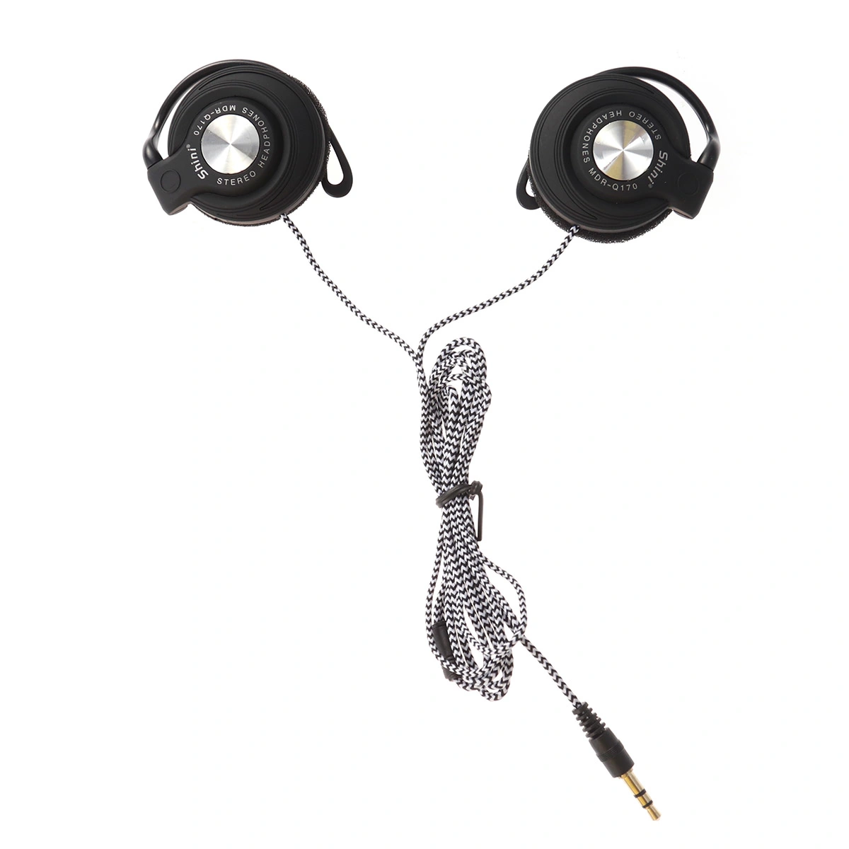 3.5mm Wired Headset Clip On Ear Headphones EarHook Earphone Stereo Headphones For Mp3 Player Computer (Black)