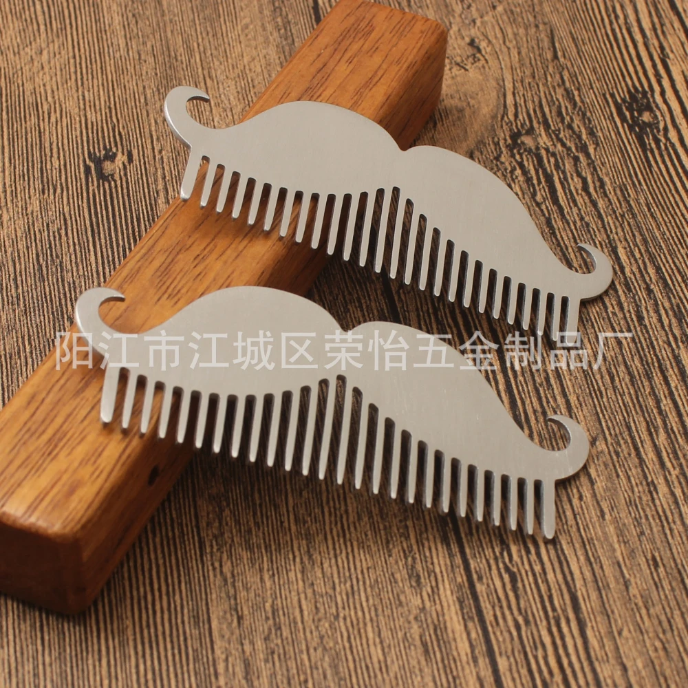 Beard Comb Stainless Steel Travel Comb Men Mustache Comb Pocket Bottle Opener