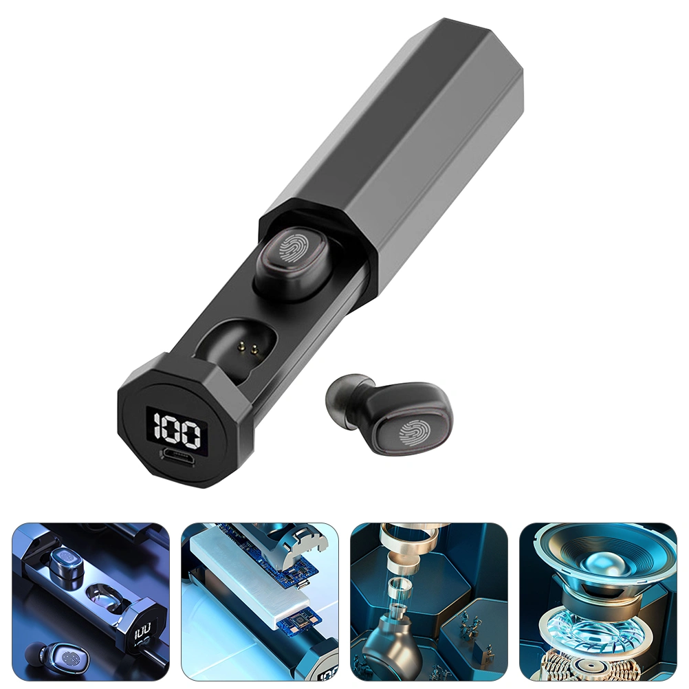 1 Set Digital Display Wireless Earphone Binaural Stereo Wireless Headphones