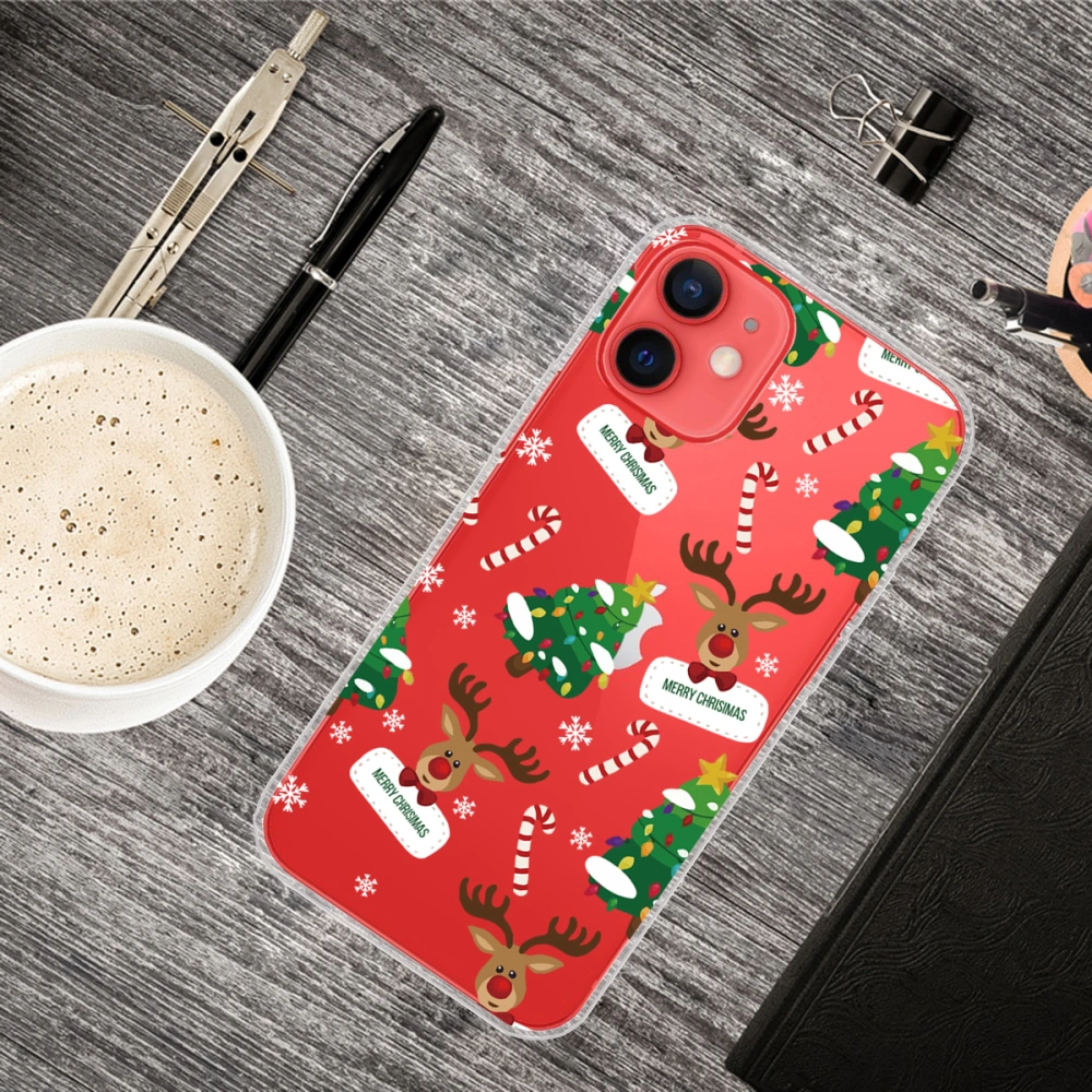 Xmas Phone Case Cartoon Pattern Protective Cover Compatible for iPhone 12 Mini