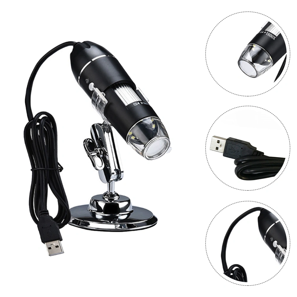 1Pc Portable USB Domestic Microscope Phone Repair Electronic Magnifier (Black)