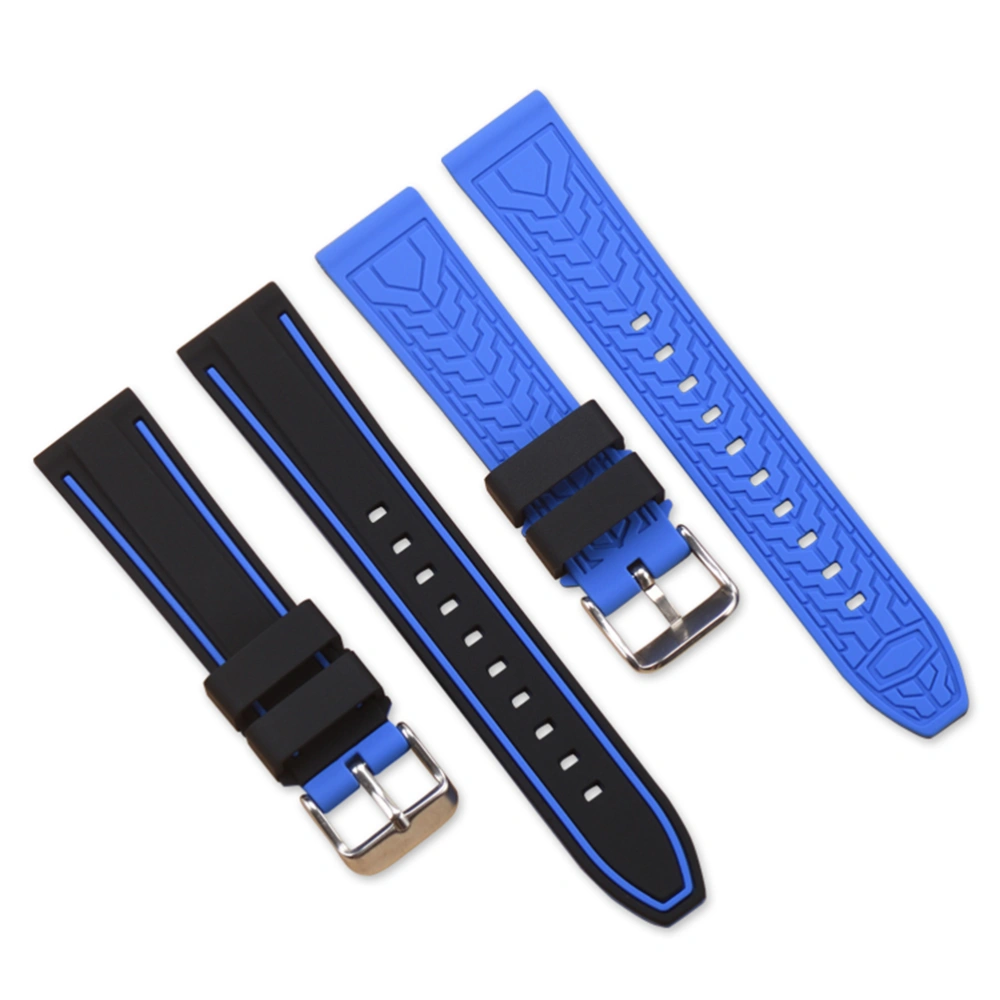 Silicone Watch Band Replacement Watchband Dichromatic Watch Strap Compatible for S3 (22mm Black and Blue)