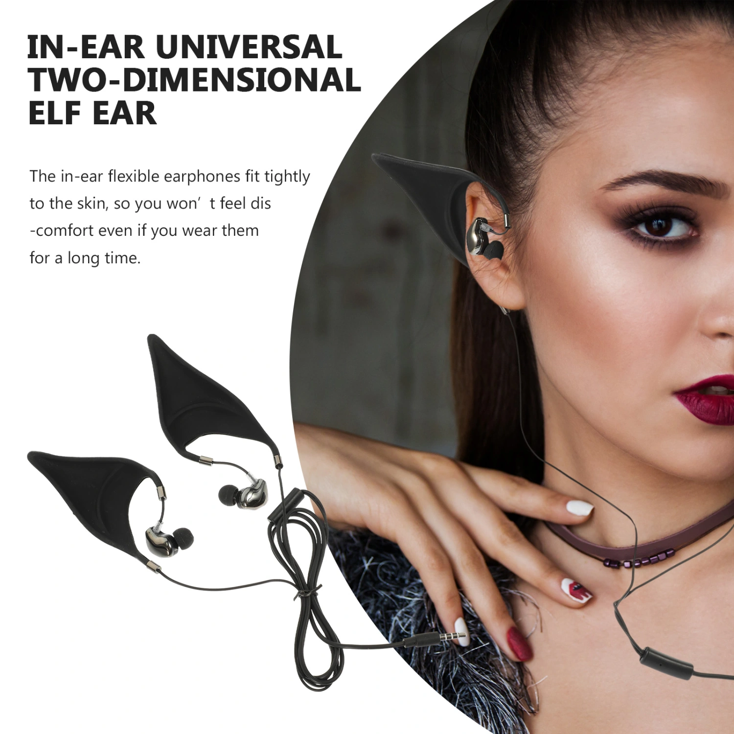 Practical Wired Earphone In-ear Elves Ear Earbuds Earphone with Microphone