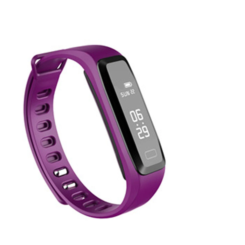 WirelessWaterproof Smart Band Fitness Heart Rate Blood Pressure Oxygen Monitoring Detecting Pedometer Sports OLED Screen Band Bracelet (Purple)