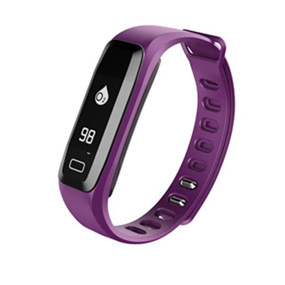 WirelessWaterproof Smart Band Fitness Heart Rate Blood Pressure Oxygen Monitoring Detecting Pedometer Sports OLED Screen Band Bracelet (Purple)