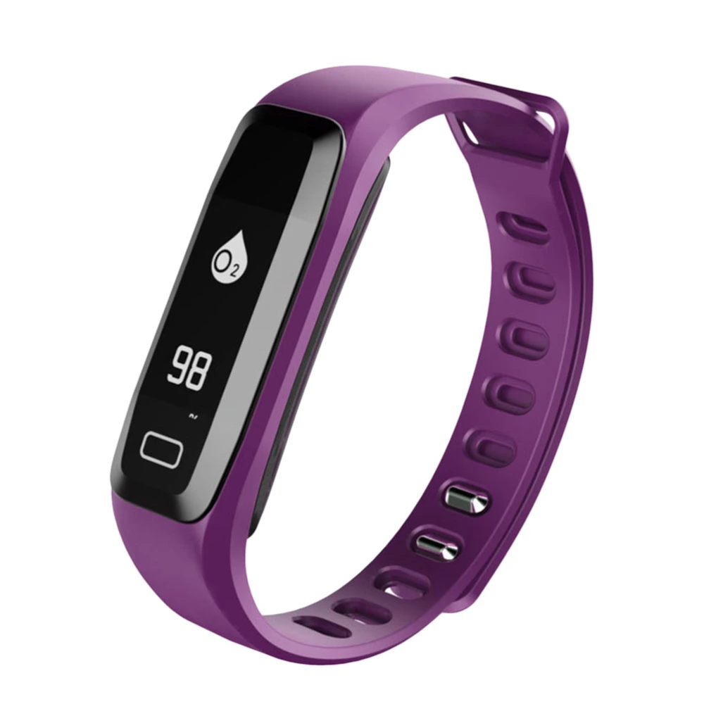 WirelessWaterproof Smart Band Fitness Heart Rate Blood Pressure Oxygen Monitoring Detecting Pedometer Sports OLED Screen Band Bracelet (Purple)