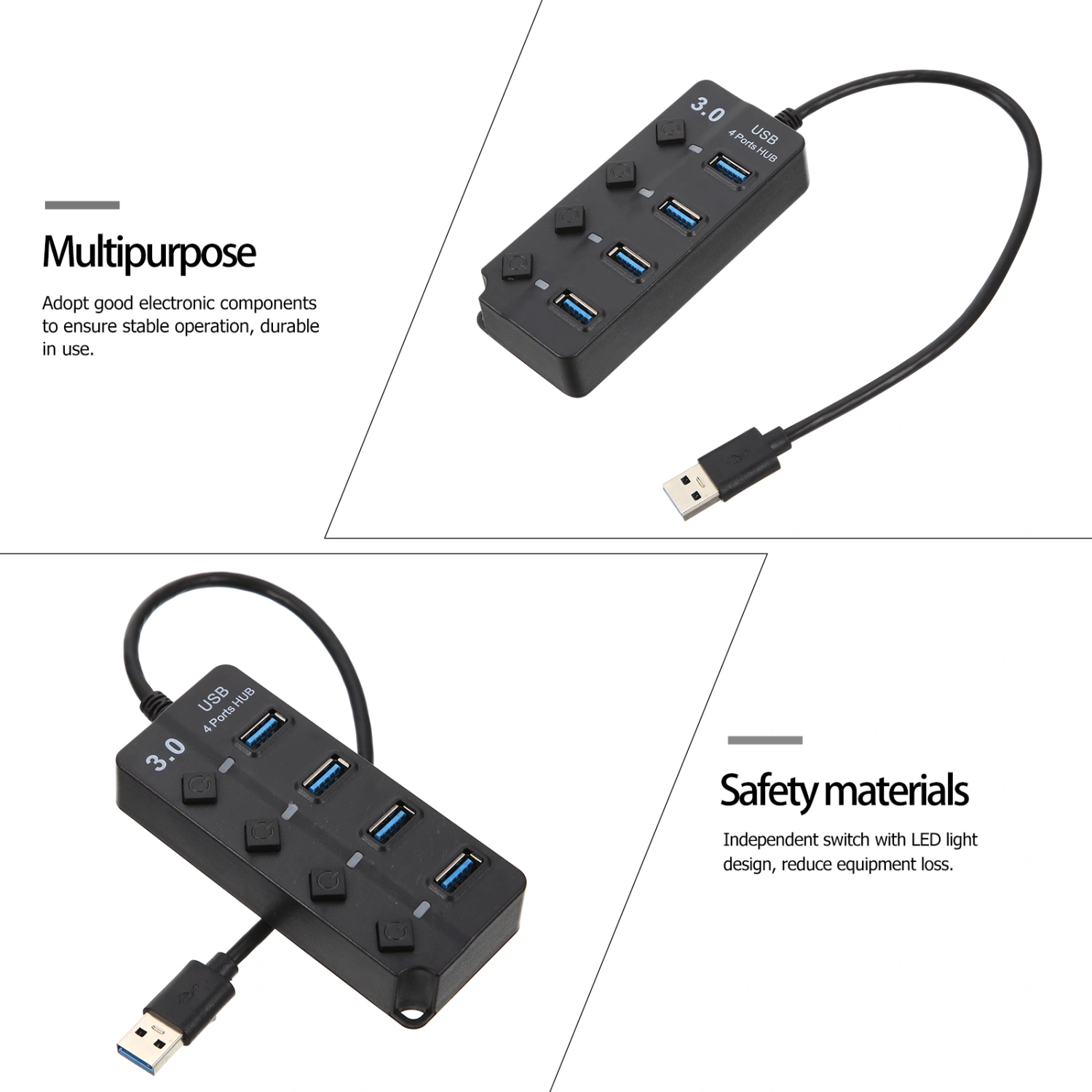 USB Hub Data USB 3.0 Hub 4-port Expansion Transfer Adapter Docking Station