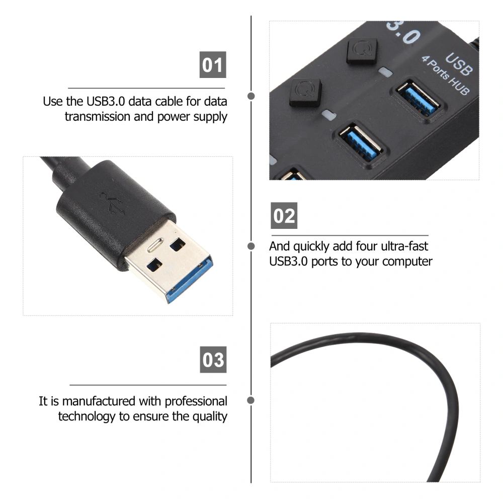 USB Hub Data USB 3.0 Hub 4-port Expansion Transfer Adapter Docking Station