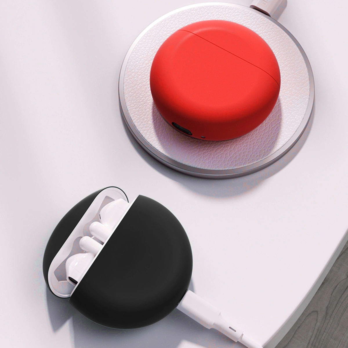 Earphone Protective Cover TPU Wireless Earphone Protective Shell Earbuds Case with Hook Compatible for Huawei Freebuds 3 Red