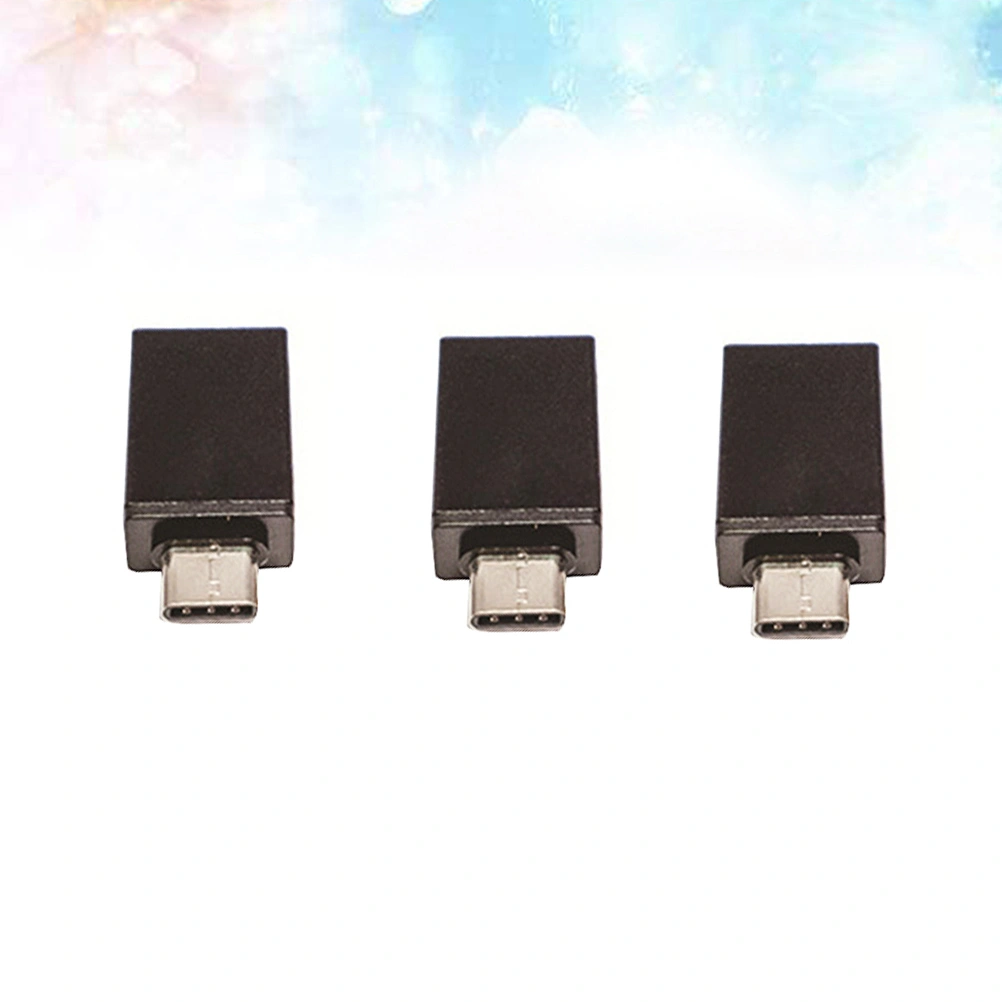 3Pcs Aluminium Alloy Type-c to USB 3.0 Base OTG USB Cable U Disk Reader Adapter Black