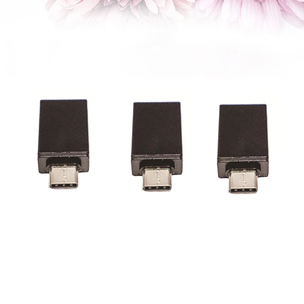 3Pcs Aluminium Alloy Type-c to USB 3.0 Base OTG USB Cable U Disk Reader Adapter Black