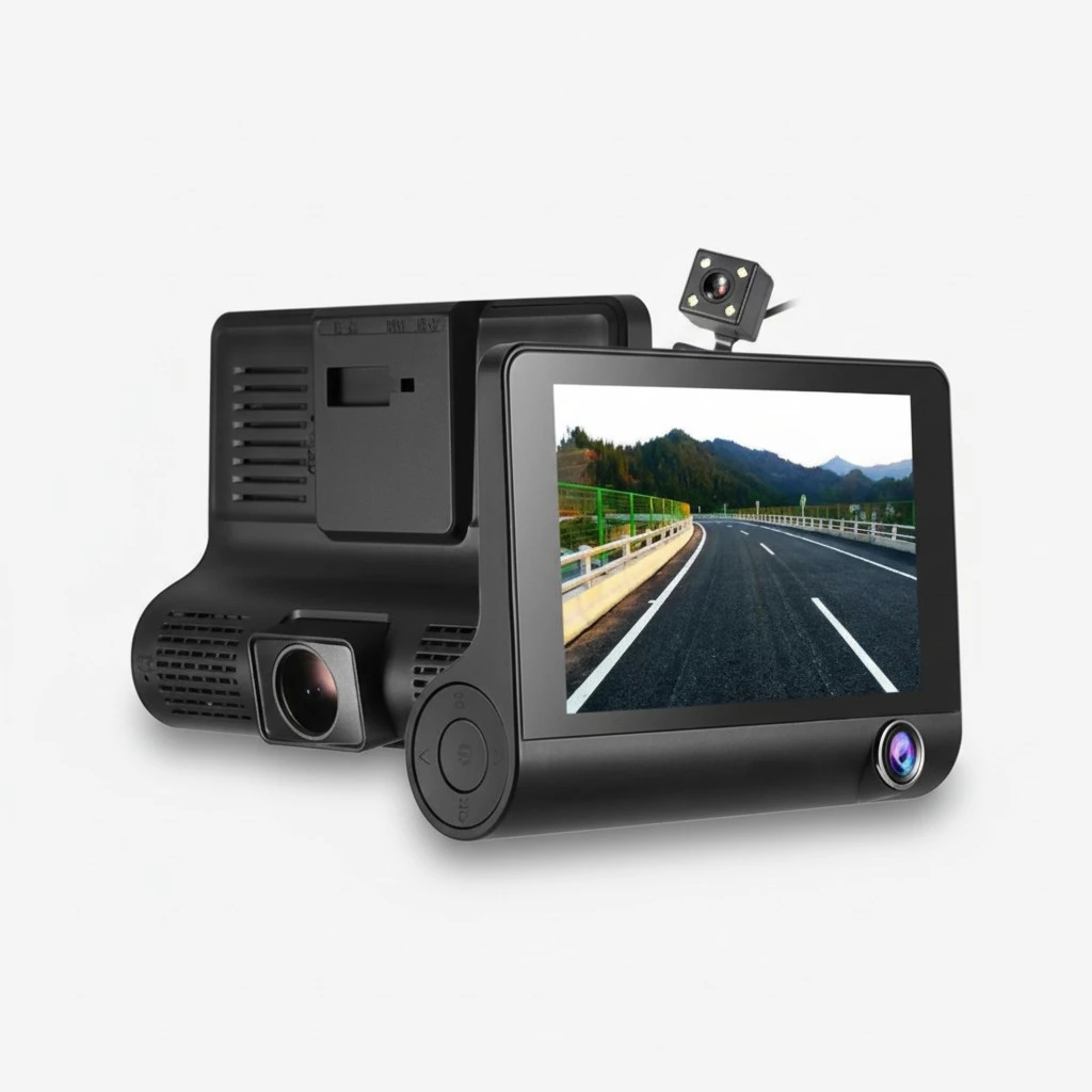 Dash Cam 4 Inch 3 Cameras Wide Angle Night Vision Loop Recording Car Driving Recorder Backup Camera